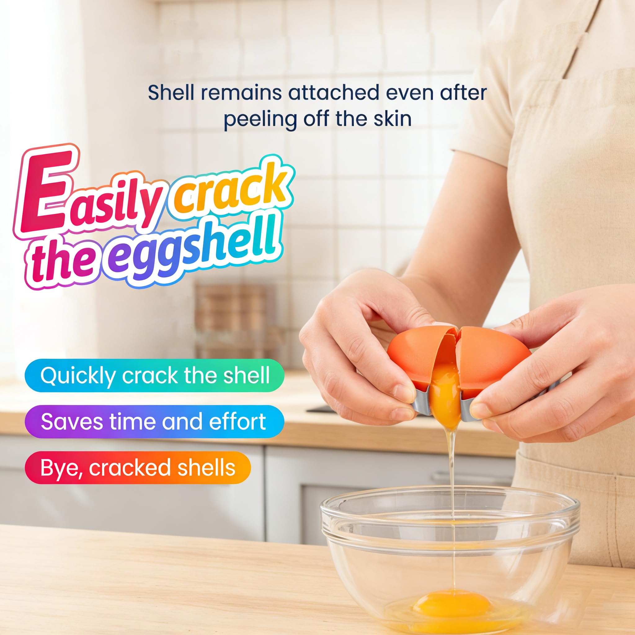 Photo 1 of 2026 New Eggshell Cracker, Egg Shell Opener, Quickly Cuts Hard-Boiled Eggs, Boiled Egg Peeler, Stainless Steel Eggshell Breaker, Effortless Kitchen Gadget (3PCS)