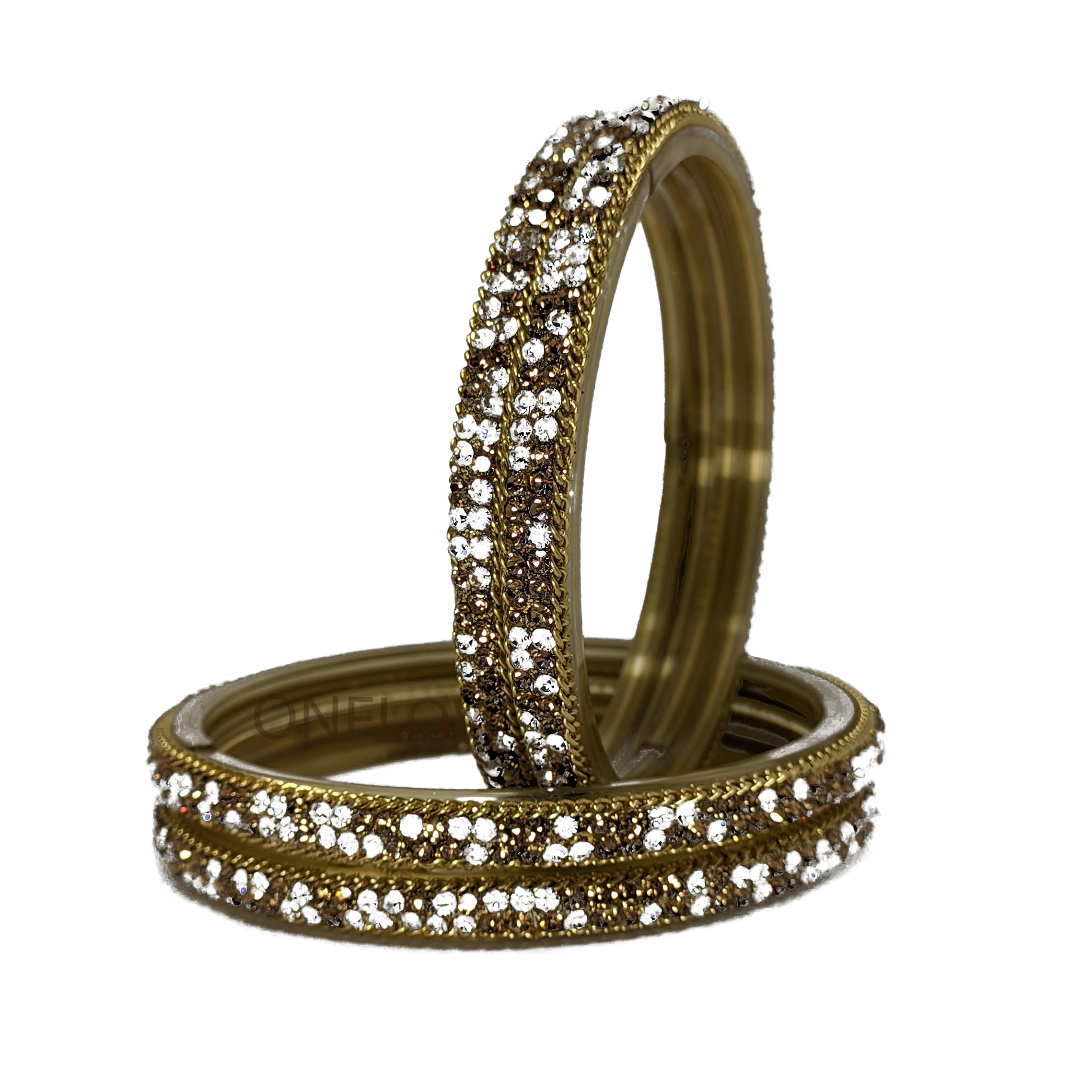ONFLOW Glass with Zircon Gemstone Studded worked and Spread with Glitter Pattern Glossy Finished Kada Set For Women and Girls (4 Kangan) (Golden & Sliver Stone, 2.8 Inches) (B0CHMKBMGK) Amazon Price History, Amazon Price Tracker