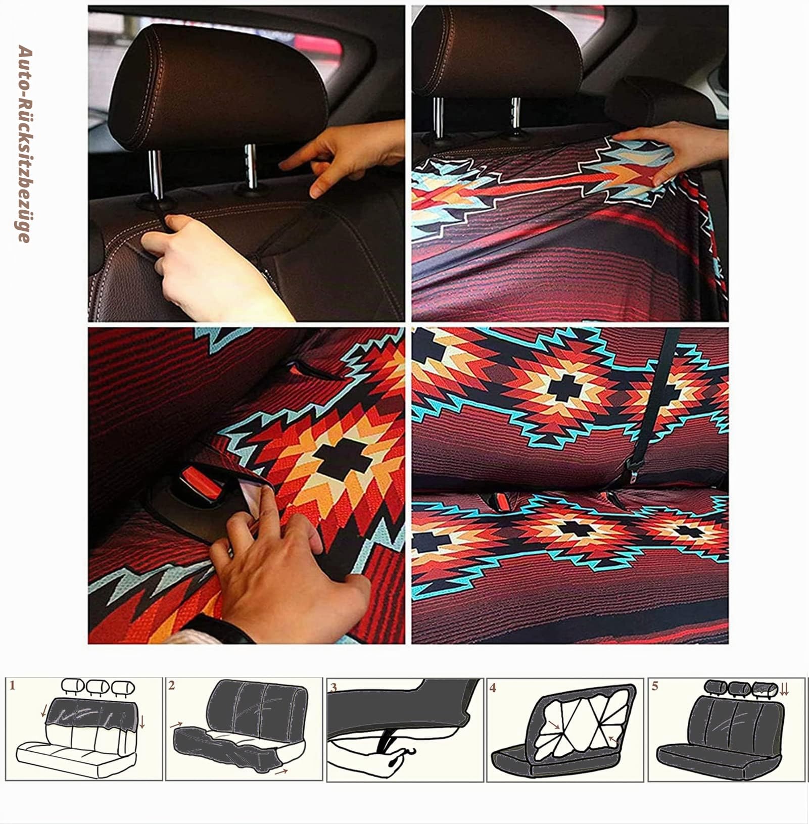 Wanyint Autositzbezüge, klassisches Leopardenmuster, komplettes Set, universelle Passform für Autos, LKWs, SUV oder Van, Wilder Geparden, Auto-Innenausstattung