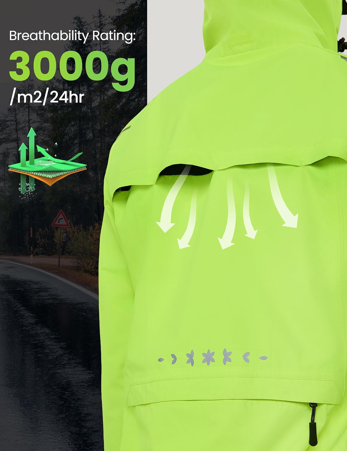 FitsT4 Sports Womens Rain Jacket Lightweight Waterproof Windbreaker Packable Running Reflective Cycling Jackets with Hood - Image 5