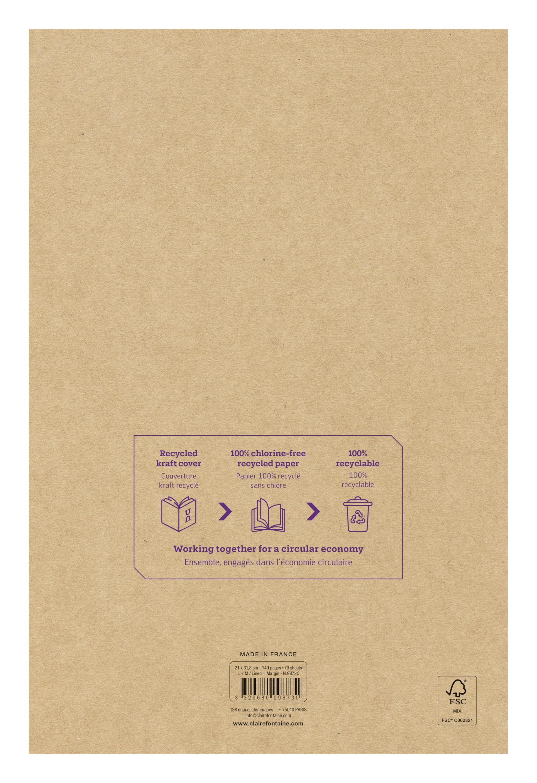 Clairefontaine 9873Cpack - Conf. 4 quaderno p.met A4 21x31,8 cm 140 p righe