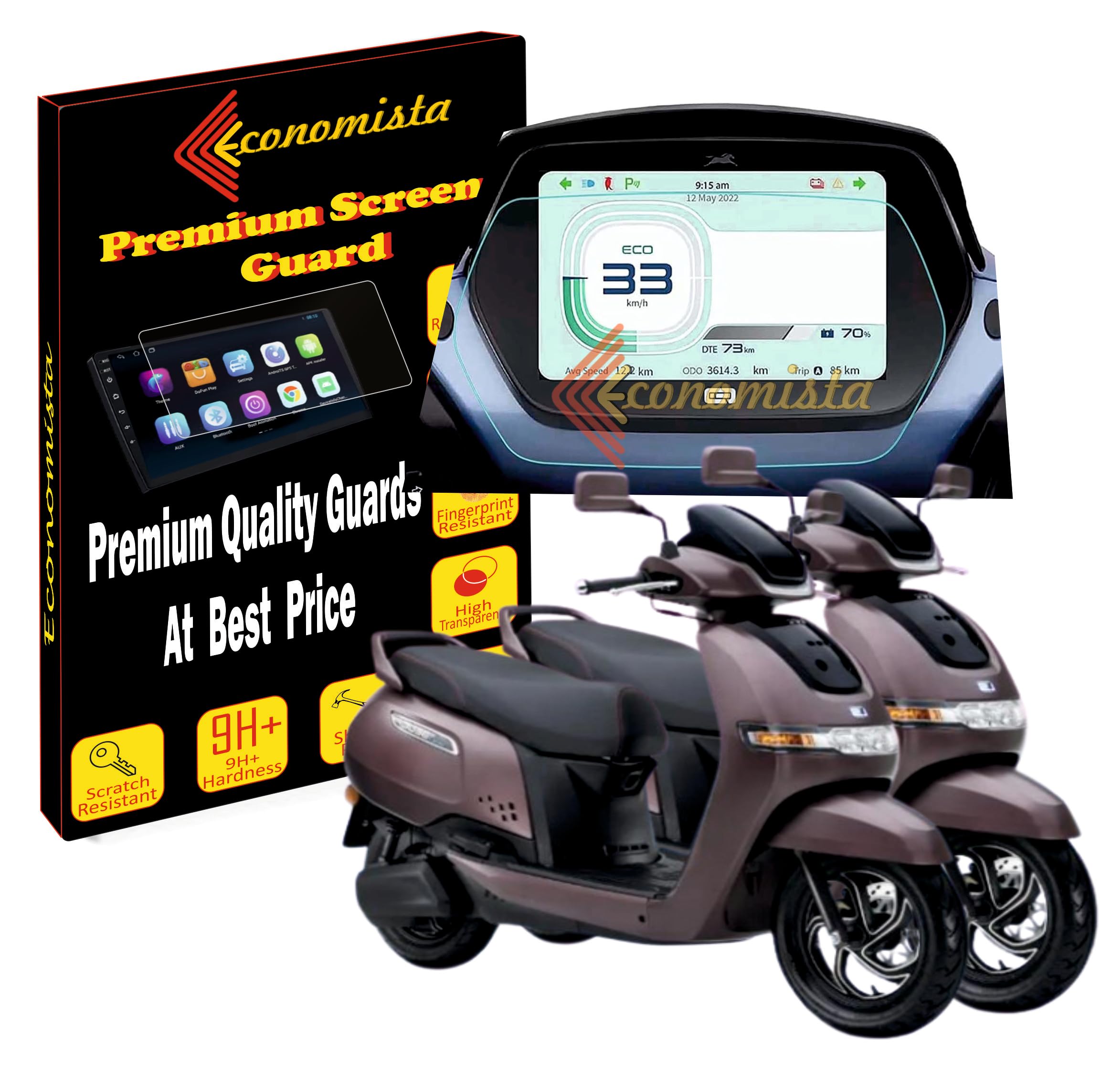 PET Economista Premium Screen Protector For Your Tvs Iqube S|St,Top-Quality Protection,Edge-To-Edge Ultra Thin Scratch Resistant Anti-Shock Design. Enjoy Your Ride With Our Luxurious Screen Protector