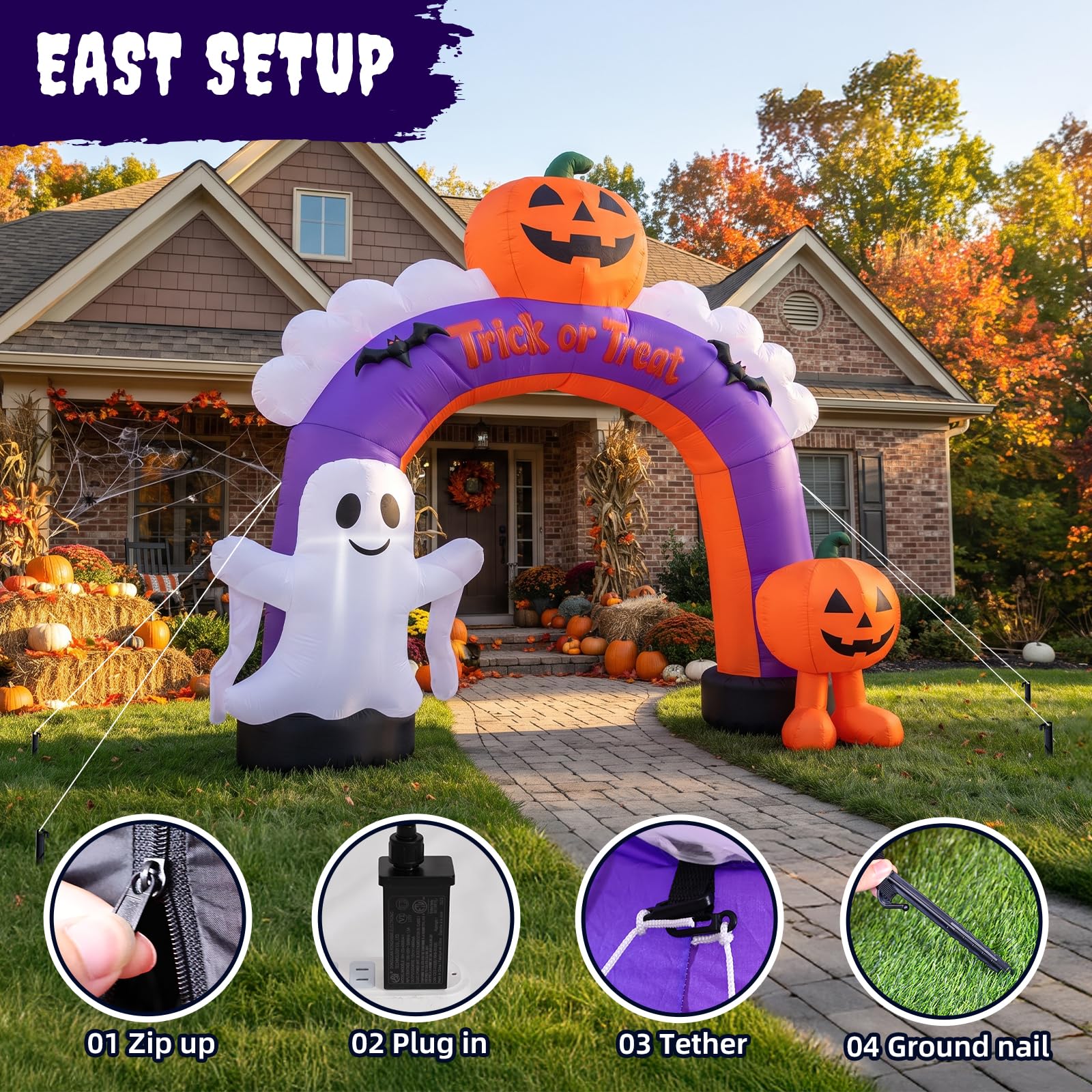 Arche de citrouille gonflable d'Halloween de 3 m pour décorations