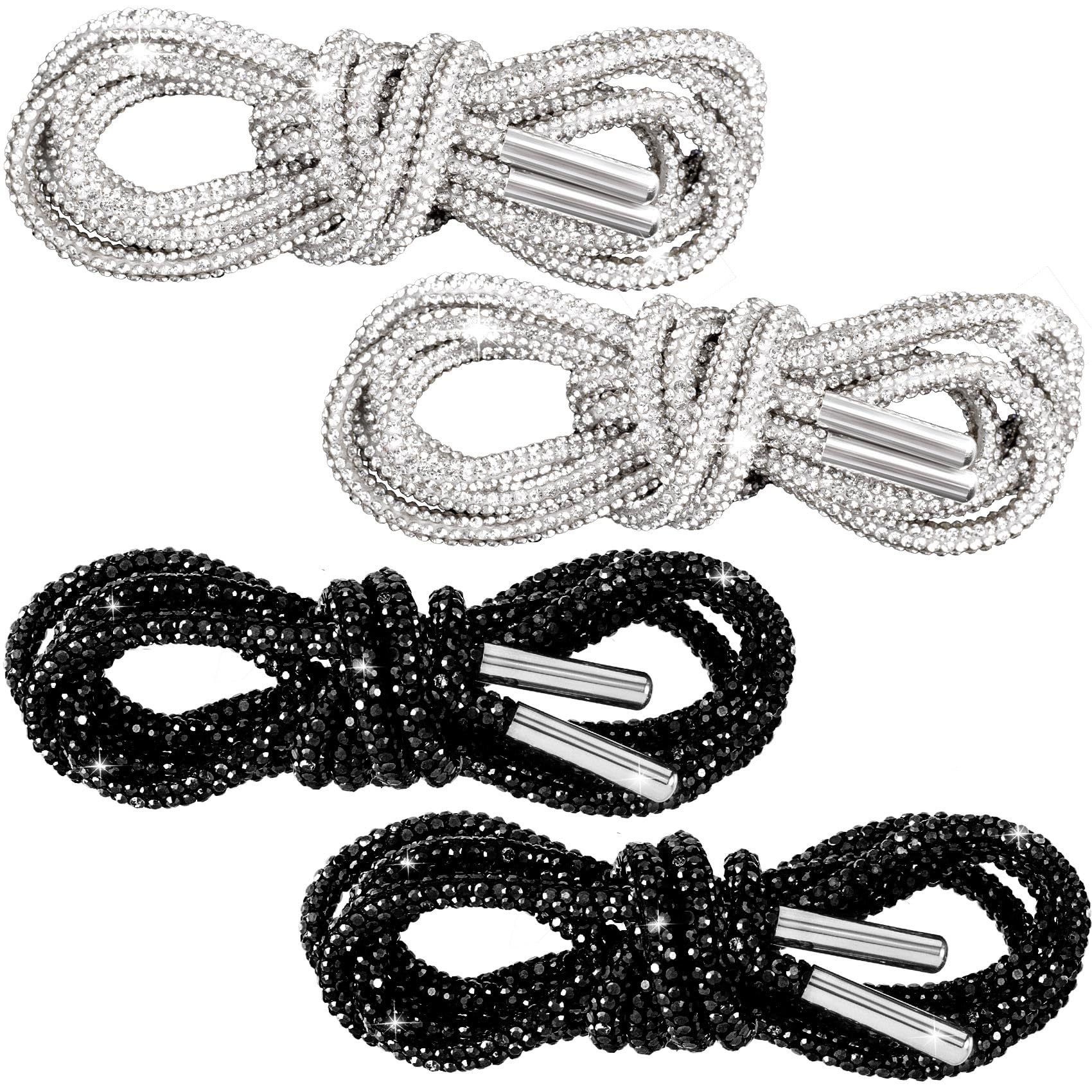PAGOW Rhinestone Glitter Ropes, Crystal Bling Bling Shiny Round Shoe Laces for Sneakers, Drawstring Cords Replacement