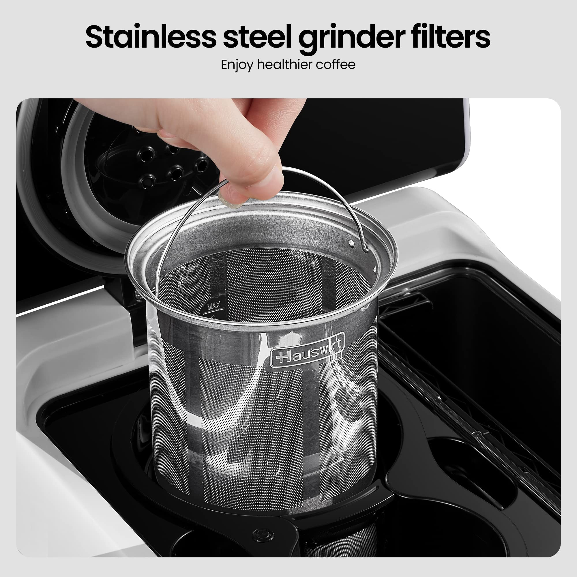 HAUSWIRT Bean to Cup Automatic Coffee Maker, Stainless Steel Filter