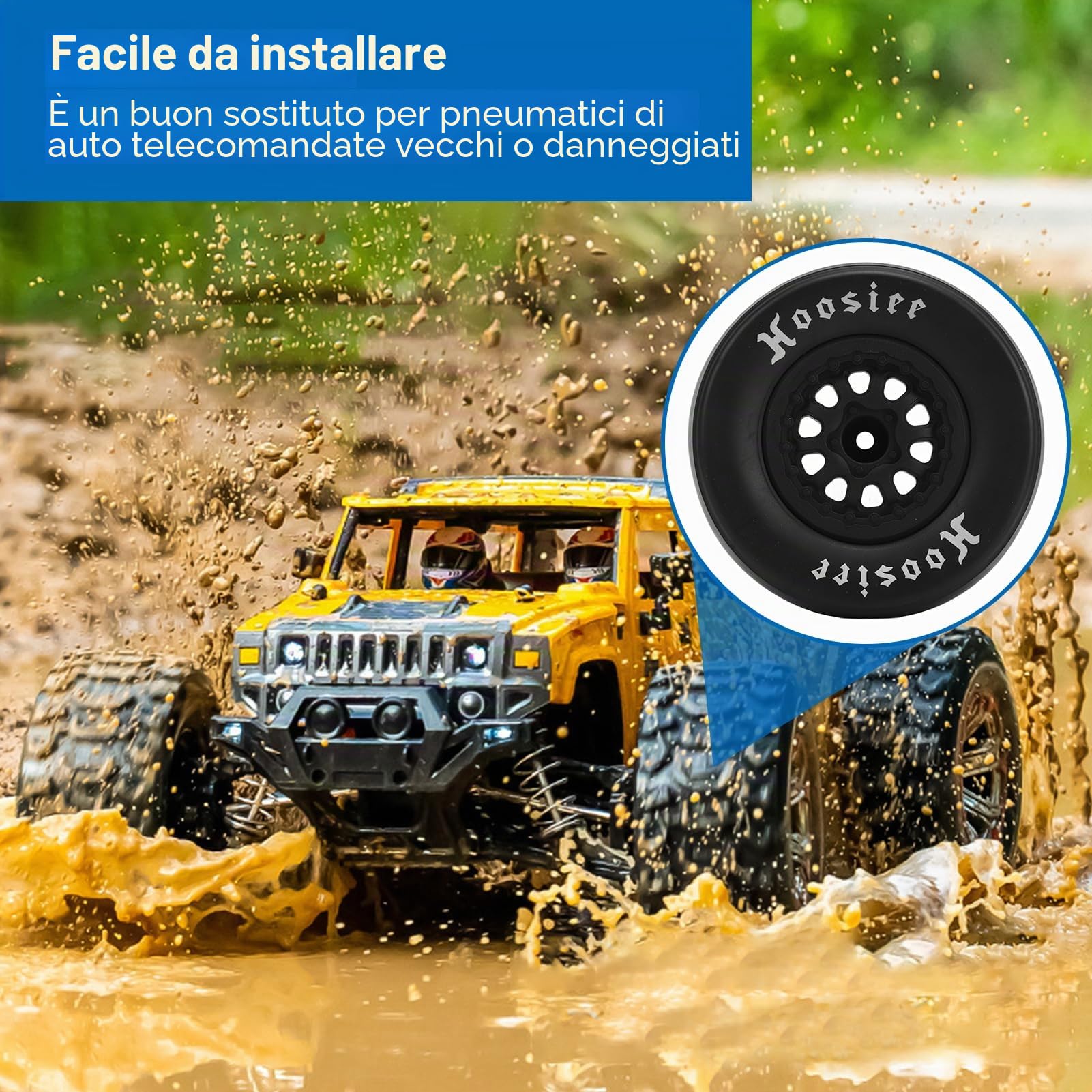 HERCHR 4 Pezzi Pneumatici in Gomma Ruote da 102 Mm E Cerchioni con Mozzo Esagonale da 12 Mm Compatibili con 1/10 Fuoristrada Telecomando Auto RC Fuoristrada