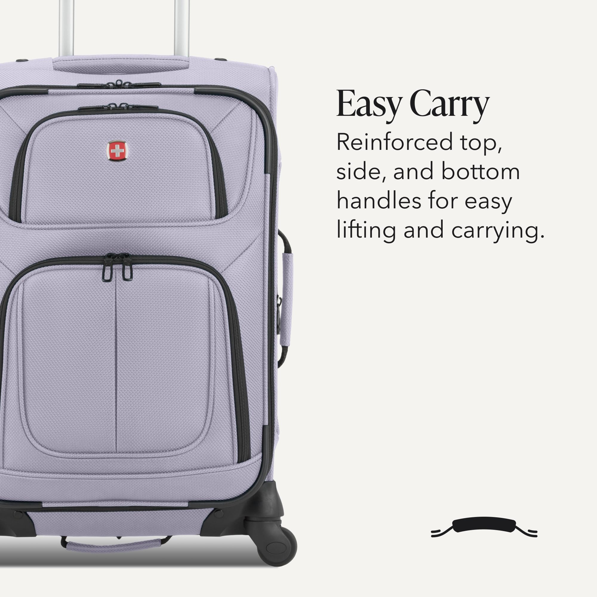 SWISSGEAR Sion Carry-On/Large Softside Expandable Spinner Luggage Set, Lightweight, Evening Haze, 2-Piece Set (21/29-Inch) view 6