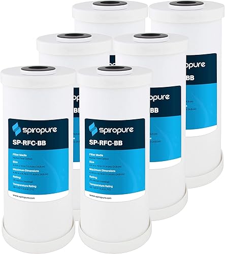 Vista 17 de SpiroPure SP-RFC-10 10x2.5 Cartucho de filtro de agua de carbón activado granular (GAC) de flujo radial de cáscara de coco de 25 micrones RFC-93