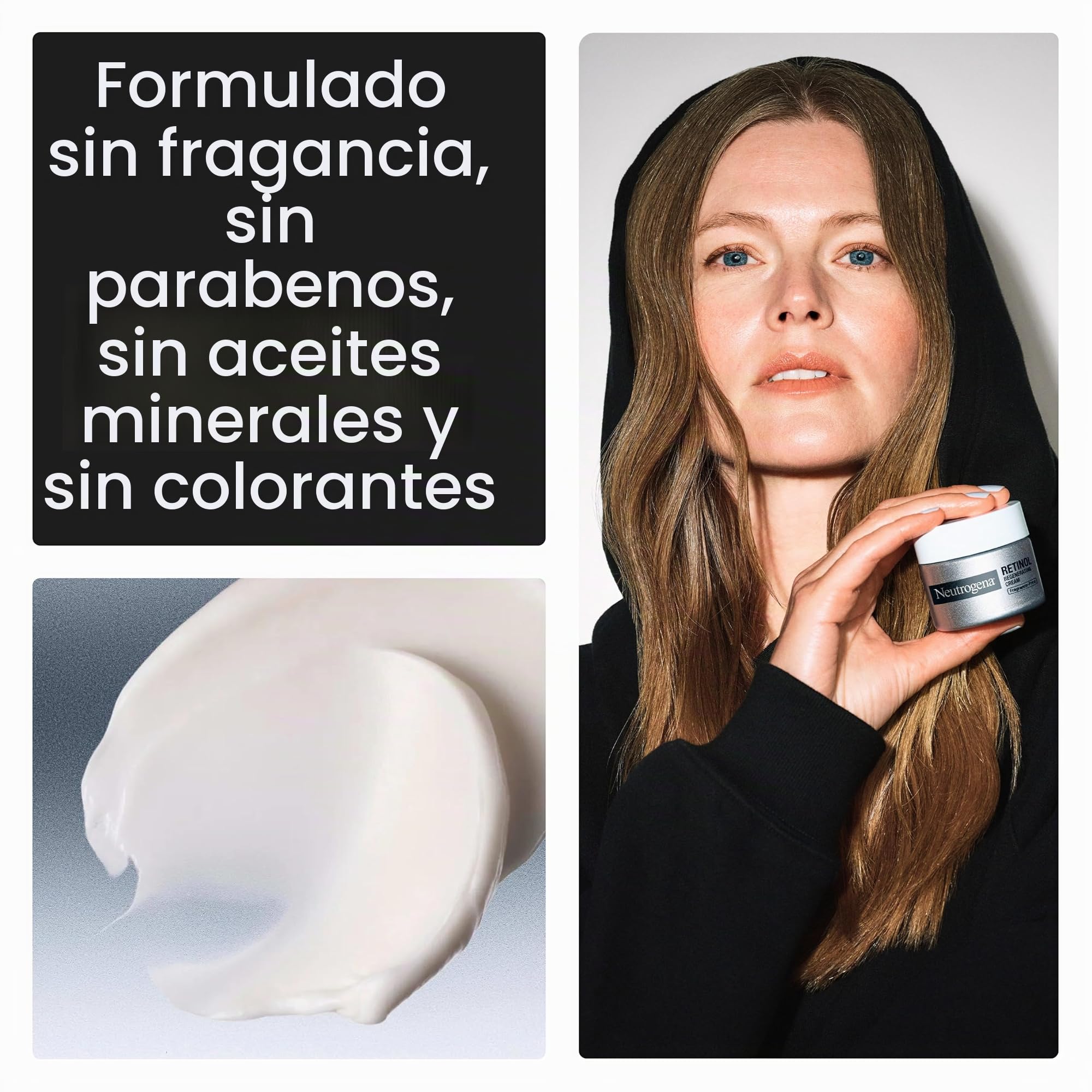 Neutrogena Rapid Wrinkle Repair fragancia libre Anti-Wrinkle Retinol crema hidratante con ácido hialurónico para cara y cuello, 1.7 oz