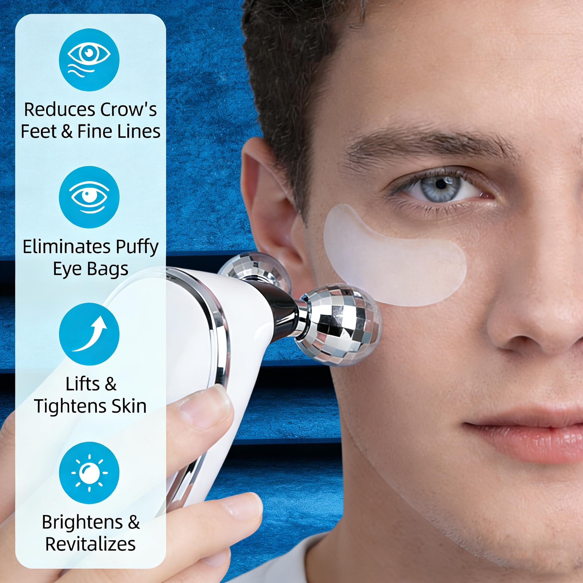 Nacken Augen Massagegerät 5-in-1 EMS Mikrostrom Gesichtsroller mit Vibration Männer Anti-Aging Lifting Straffung Falten Feine Linien Doppelkinn Hautpflege Tragbares Schönheitsgerät Heimgebrauch