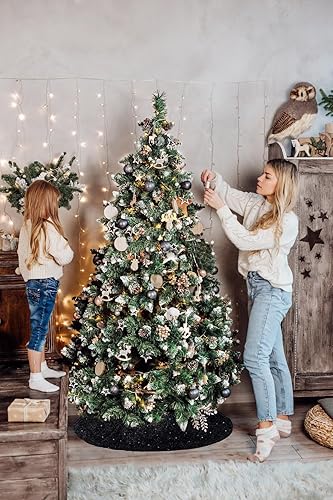 Miniatura 9 de Falda de árbol de 48 pulgadas, falda de árbol de Navidad blanca plateada, falda grande de lentejuelas para árbol de Navidad de terciopelo para árbol
