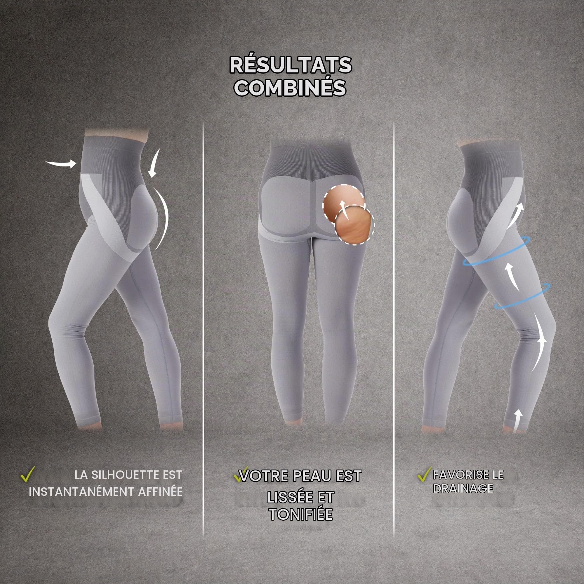 LANAFORM - Mass & Slim Legging - Panty Innovation Lanaform - Leggings Anti Cellulite Femme - Legging Gainant Ventre Plat - Corsaire Taille Haute Amincissant - Matière 3D À Base De Tourmaline