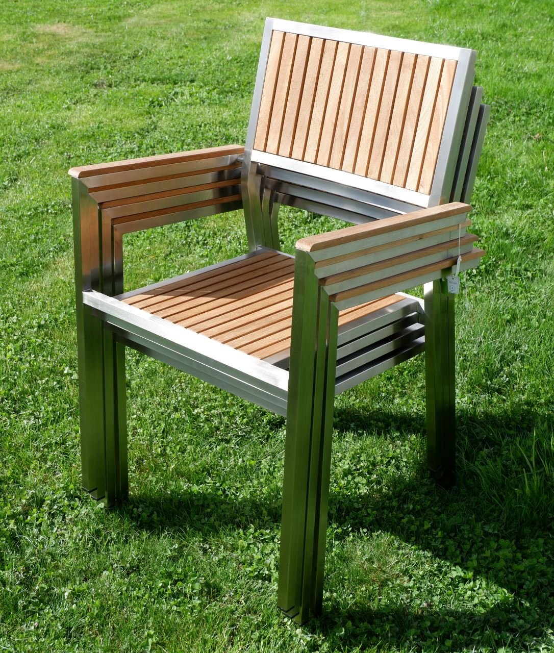 4x Designer Gartenstuhl KUBA Schwarz – Stapelbar, Edelstahl & Batyline, Gastroqualität