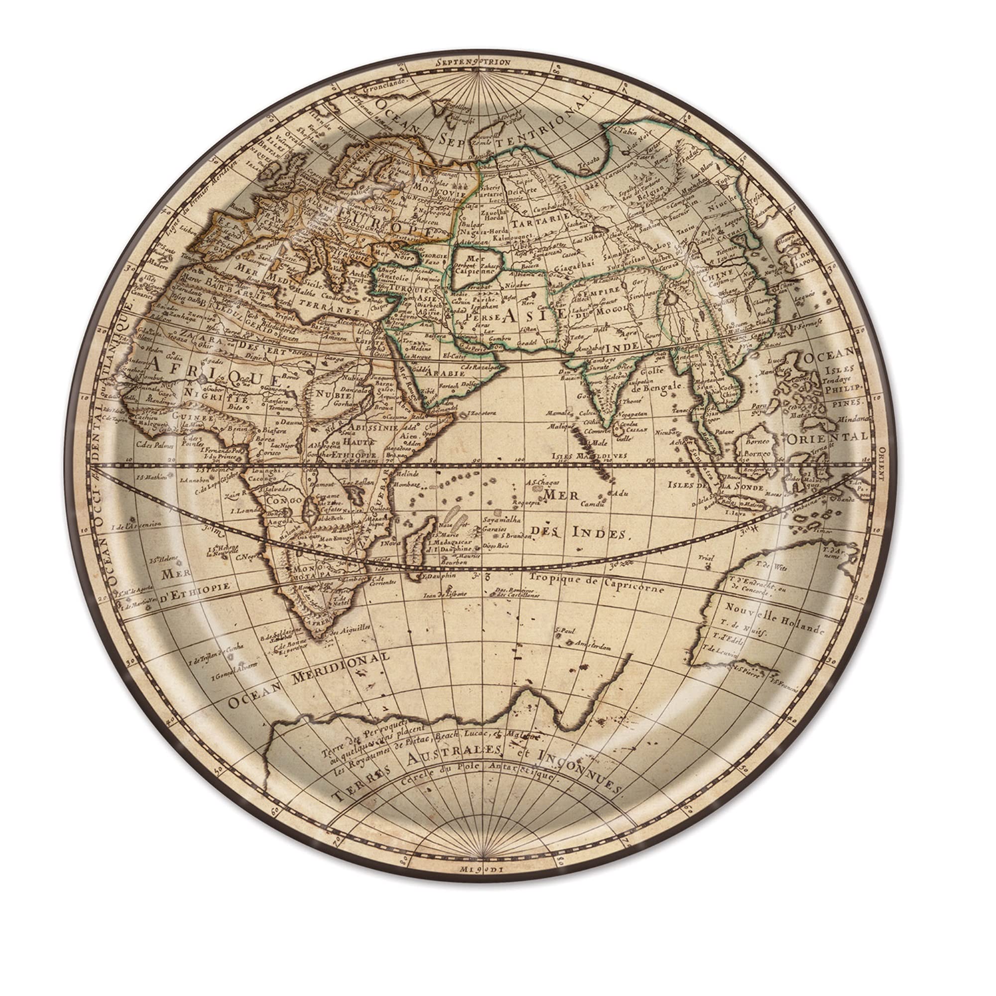 Assiettes en carton voyage autour du monde Beistle lot de 8 pièces pour décoration de table