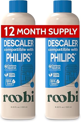Roobi Solución de descalcificación y limpiador compatible con Philips. Especialmente formulado para máquinas de café espresso Philips. Kit