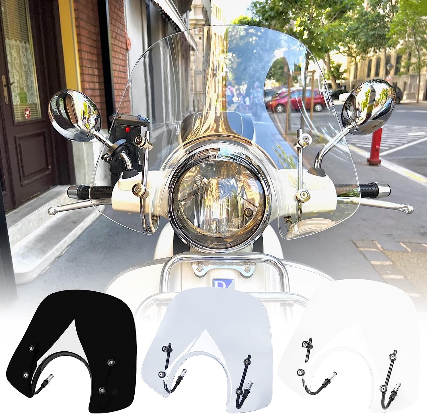 Amazon.com: Motorcycle Windshield Windscreen for Piaggio Vespa