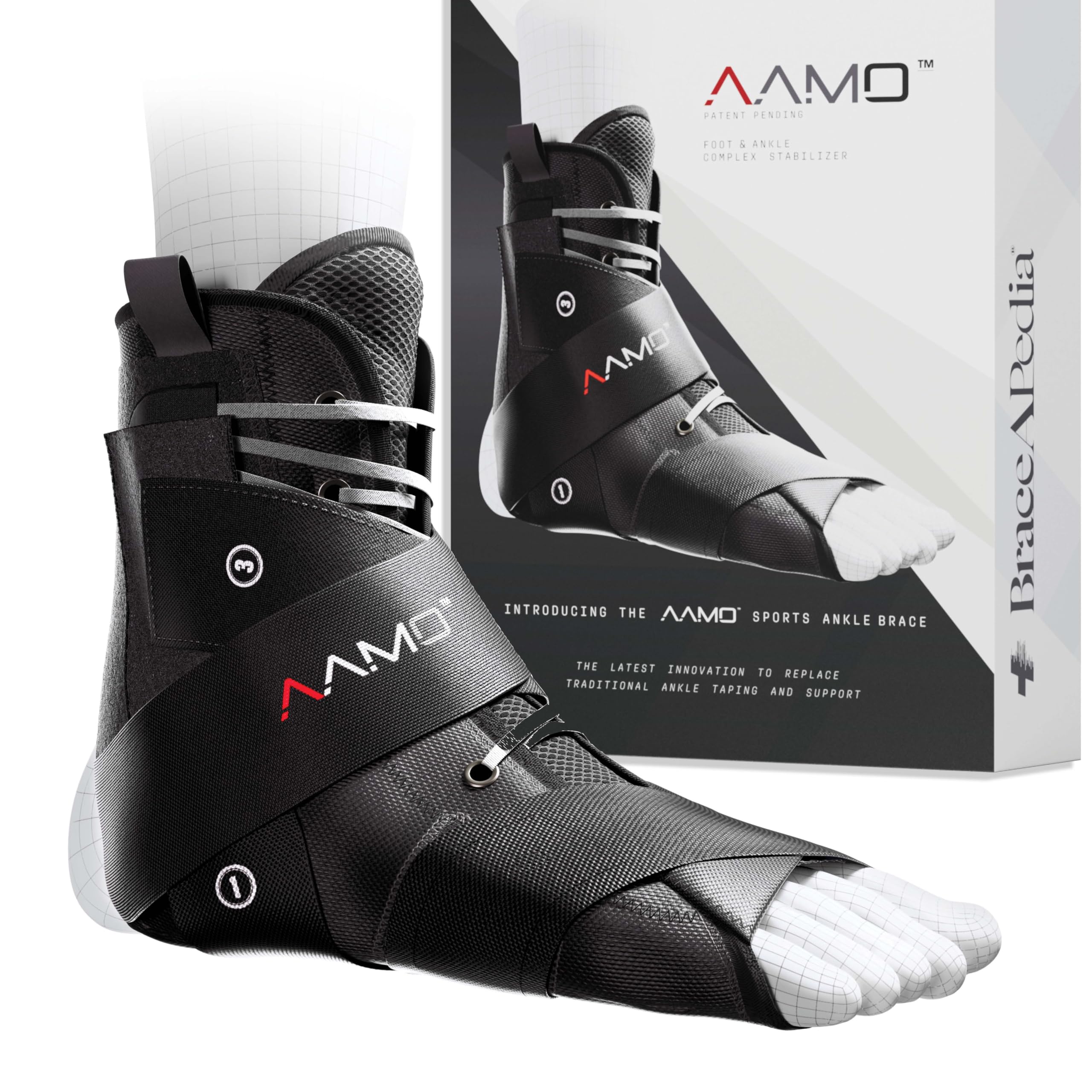 Braceapedia AAMO Sport Lace Up Ankle Brace for Women and Men, Ankle Support, Foot Brace, For Sprained or Injured Ankle and More, Ankle Brace for