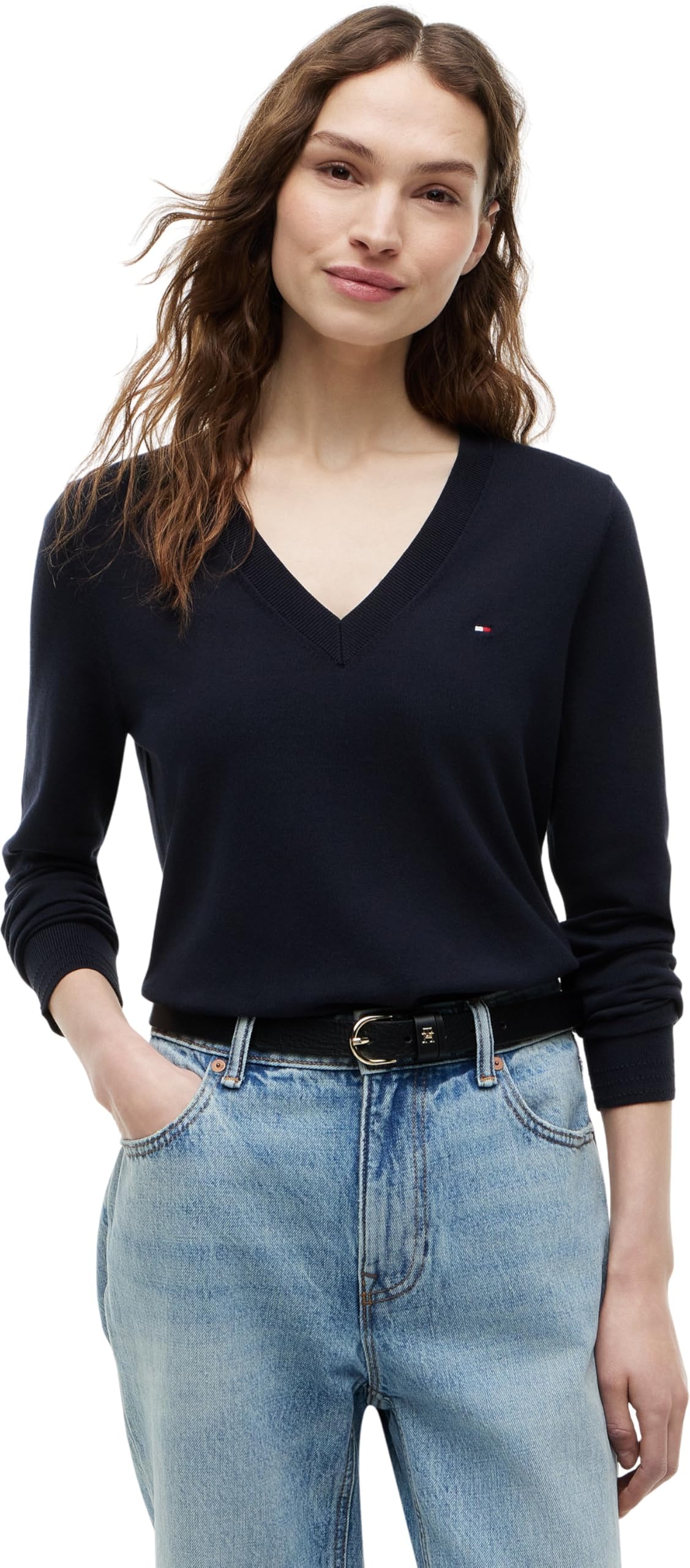 Tommy Hilfiger Pull Femme Co Jersey Stitch Sweater Col en V