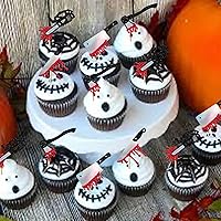 Vista 139 de Rsstarxi Paquete de 36 adornos para cupcakes de Halloween, bruja, fantasma, magdalenas, murciélagos, arañas, gatos, decoración de pasteles