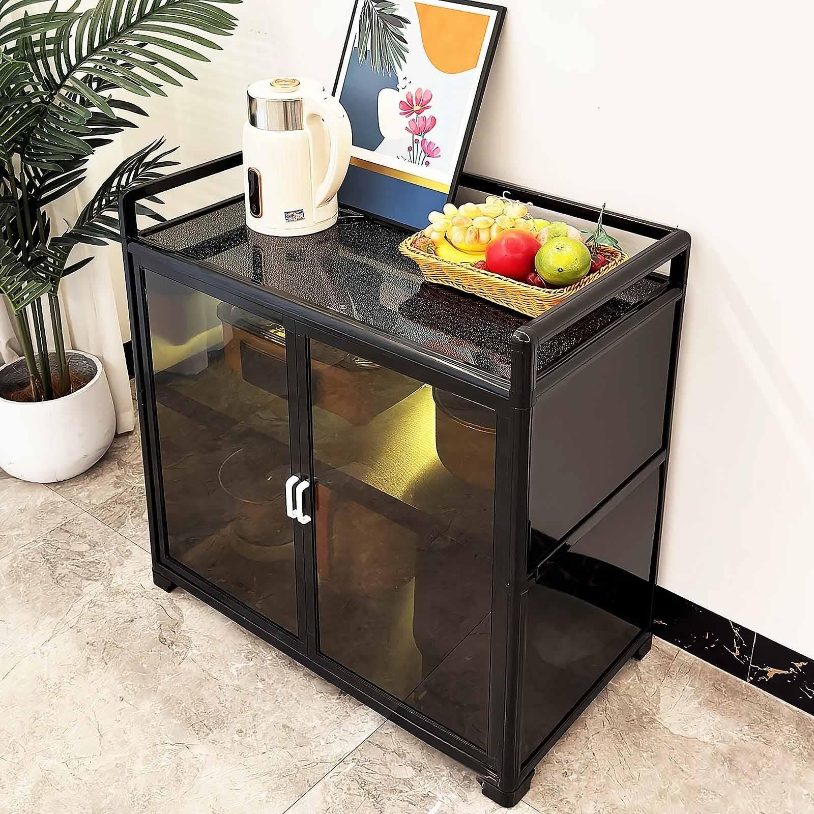 Carrito de Cocina de Aluminio con Ruedas, Armario Acrílico Ahumado