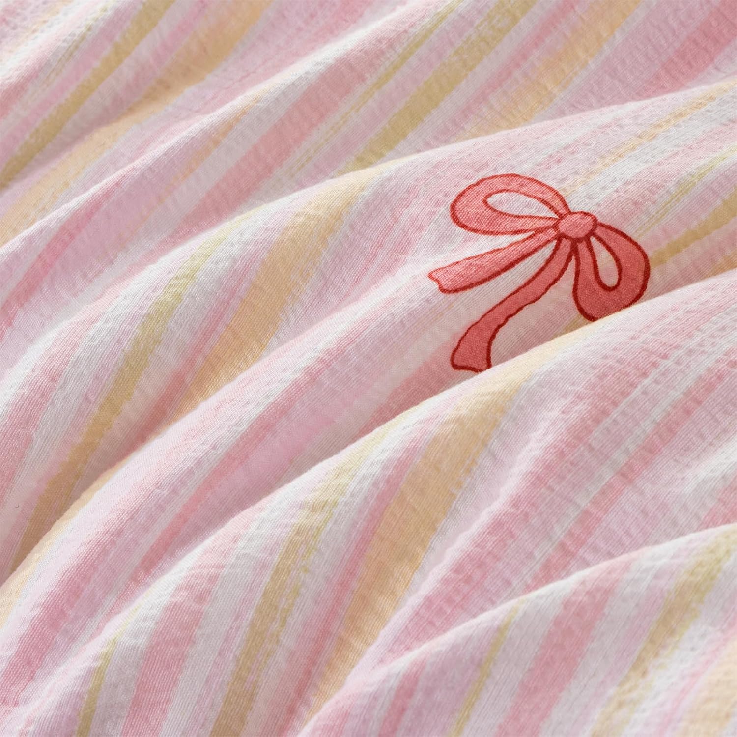 Aimuan Pink Bow Comforter Set 6 Piece, Cute Ribbon Bowknot Bedding Set, Princess Rainbow Comforter and Sheet Set Dreamy Lightweight Soft Bed Set for Girls (Pink Colorful, Twin 6Pcs) - Image 4