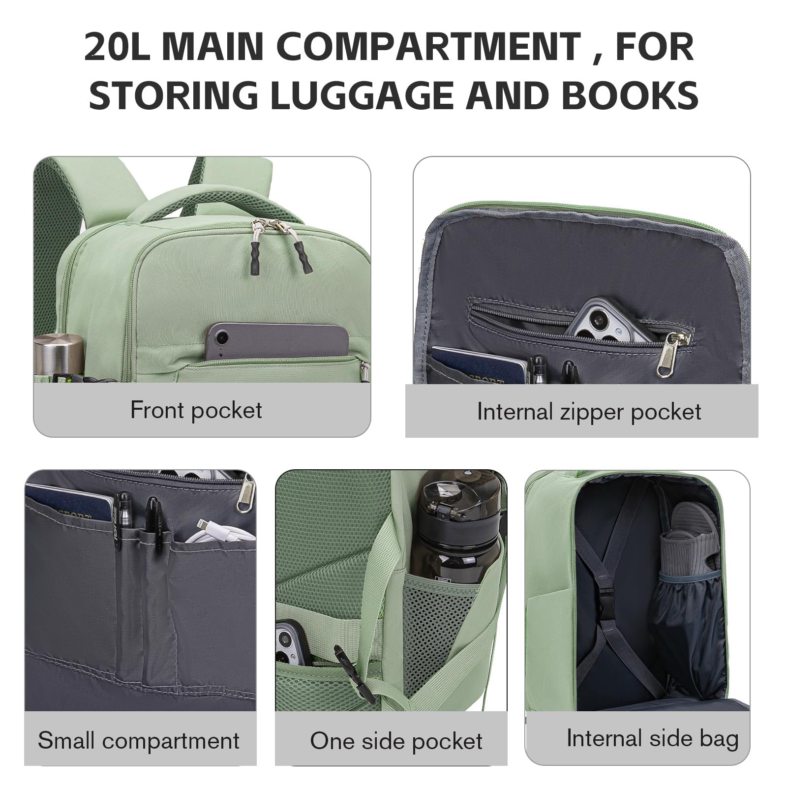 Hayayu Zaino Per Ryanair 40x20x25, Zaino Da Viaggio Aereo Bagaglio a Mano 40x30x20 per Wizzair Easyjet,Borse Da Cabina Zainetto Donna Uomo Zaini Da Viaggio Con Foro USB