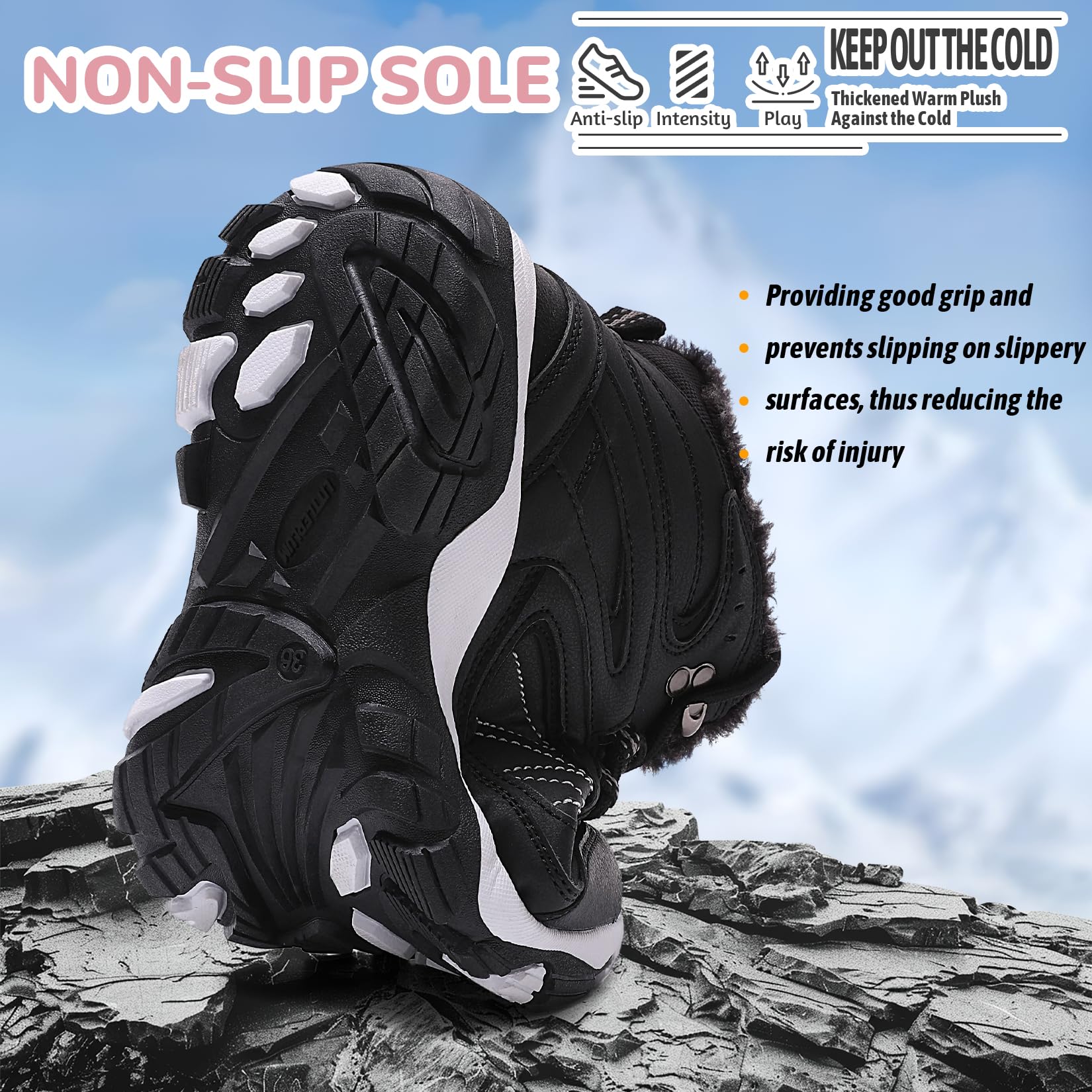 ASHION Bottes Femme Chaussures Coton Bottines Hiver trekking Bottes de Neige,