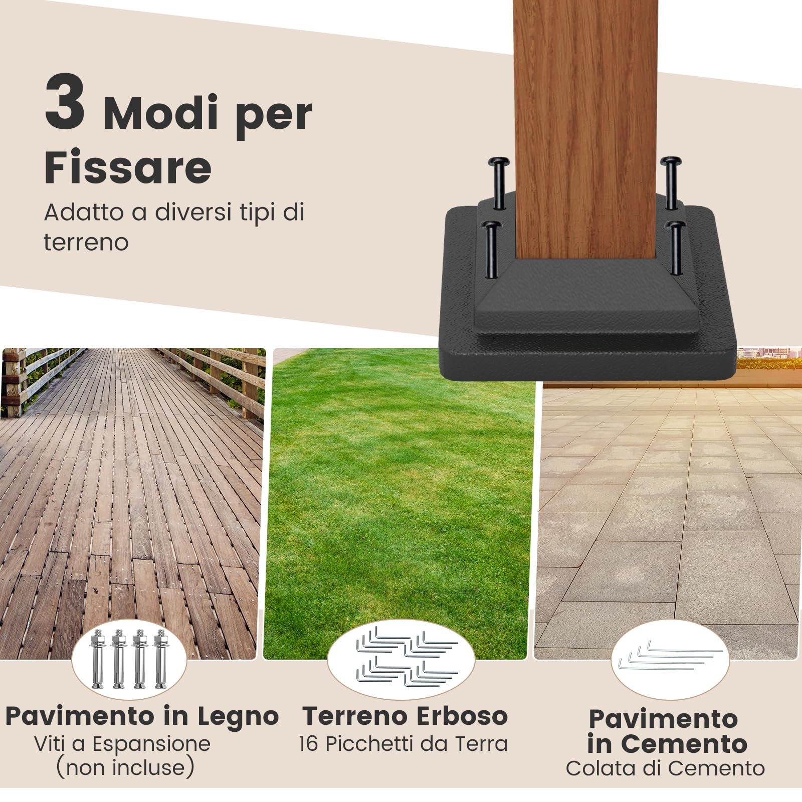 RELAX4LIFE Pergola Retrattile da Esterno 3,6x3M, Gazebo da Patio Arcuata con Tettuccio Regolabile, Chiodi da Terra, Struttura in Metallo, Tettuccio per Giardino, Veranda, Spiaggia, Cortile (GRIGIO)
