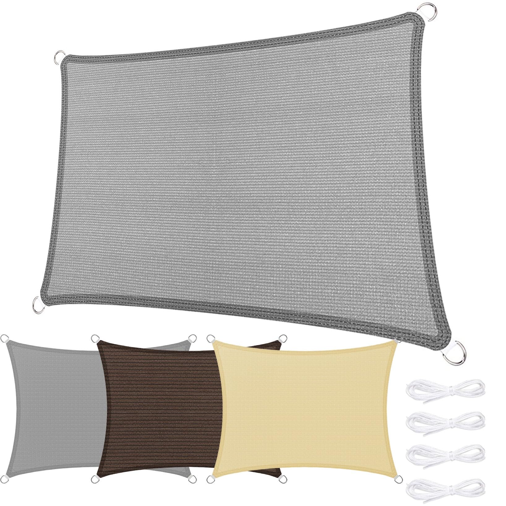 Voile d'ombrage gris clair 390x425 cm anti-UV pour terrasse et pergola