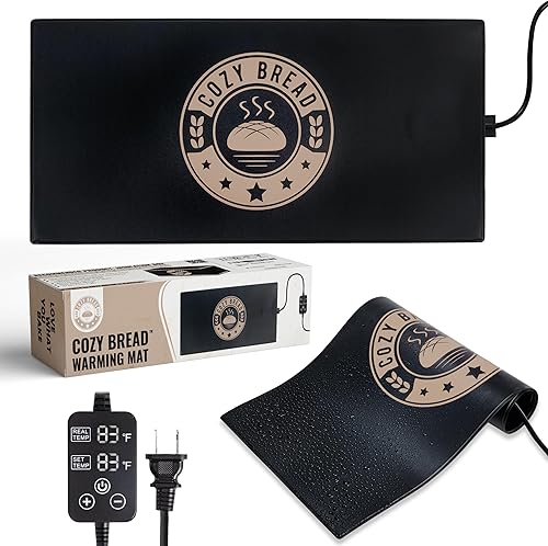 Cozy Bread® Alfombrilla para hornear pan de masa madre para panaderos caseros | Marca de Estados Unidos | A prueba de pan controlado por termostato