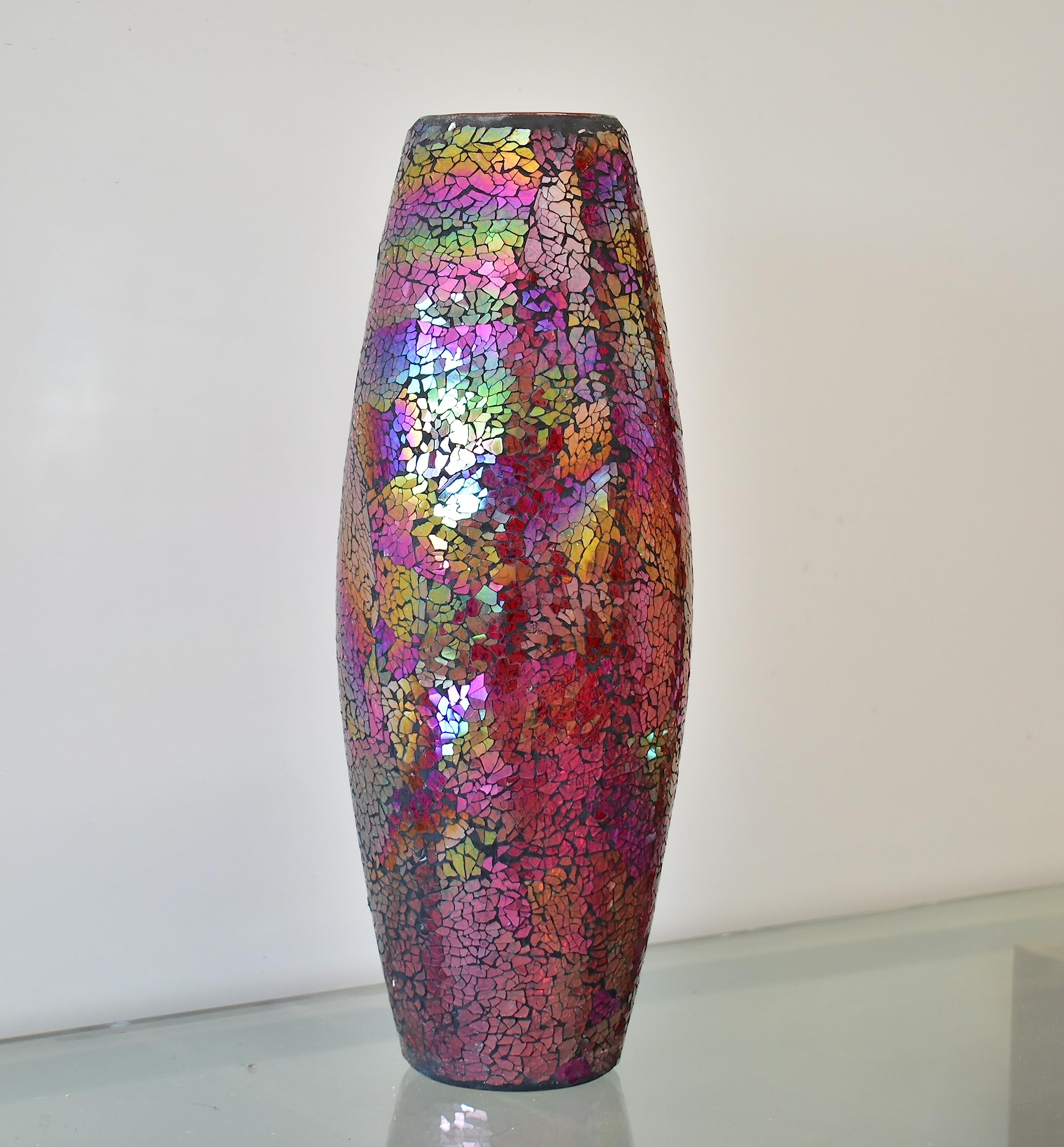 Deenz 40 Cm Crackle Flowers Vase Tabletop Vases For Home Decorations Centrepiece For Party Event Home Décor Gift (Red Multi)