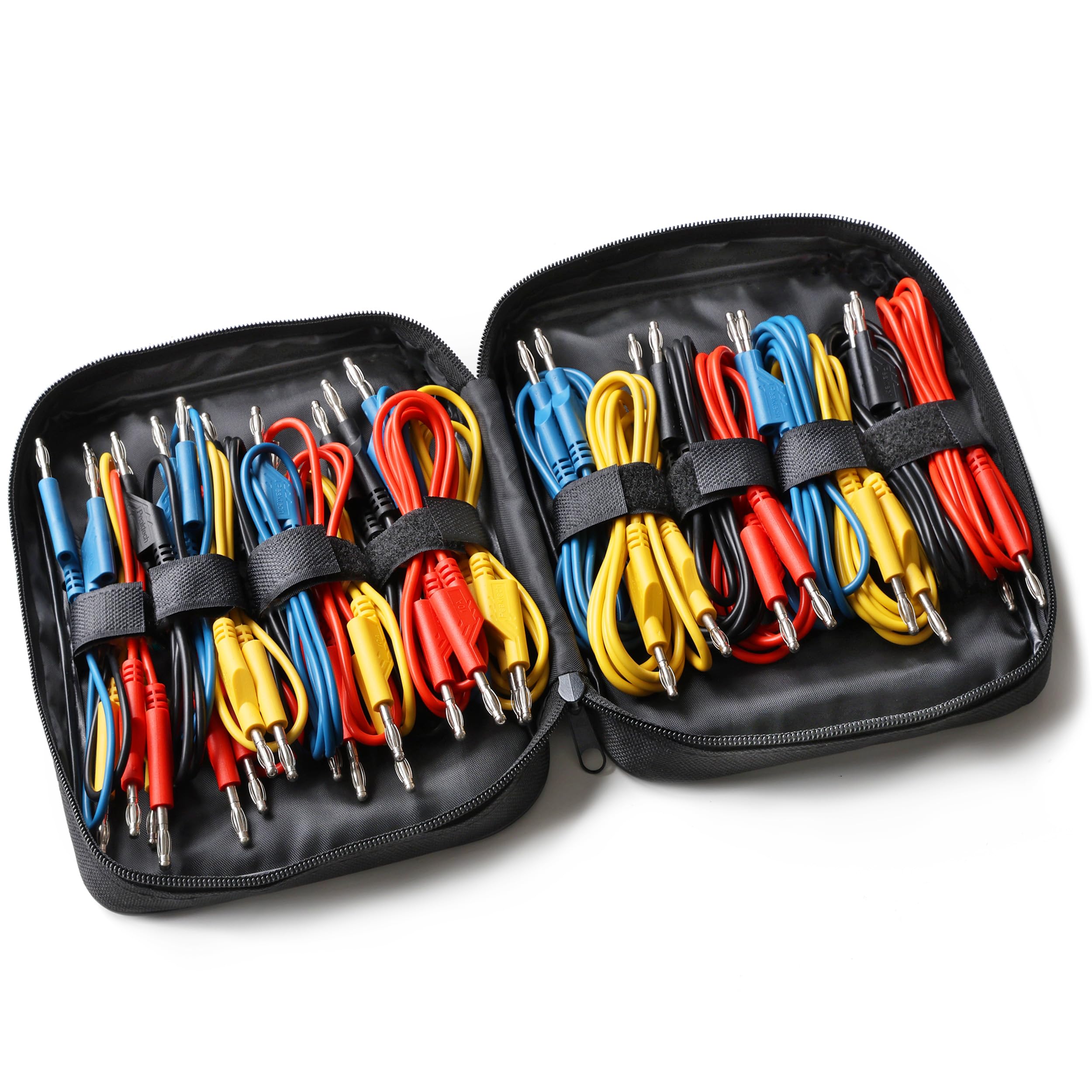 PeakTech 8202-24 unidades de cables de prueba, 25 cm – 200 cm, multímetro de prueba, cables de laboratorio, cable de medición con conector banana de 4 mm, apilable, en 4 colores