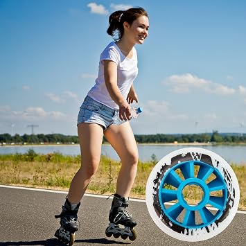 6-Pack Replacement Wheels – 90mm / 3.5 Inch Inline Skate Wheels 85A for Outdoor Speed Skating, Inner diameter: 22mm/0.86 inches (Bearings Not Included)
