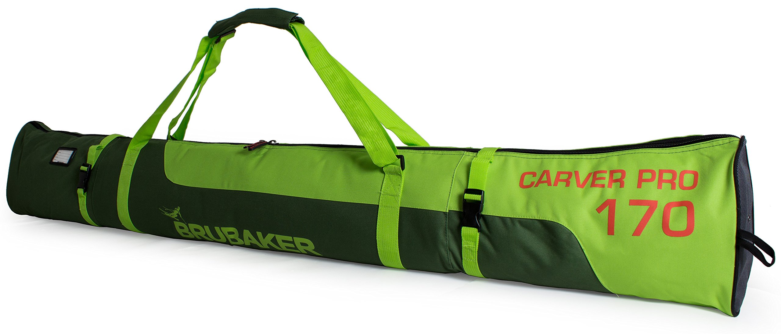 BRUBAKER Padded Ski Bag Skibag Carver Pro - Limited Edition - with Strong 2-Way Zip and Compression Straps Available in 66 7/8