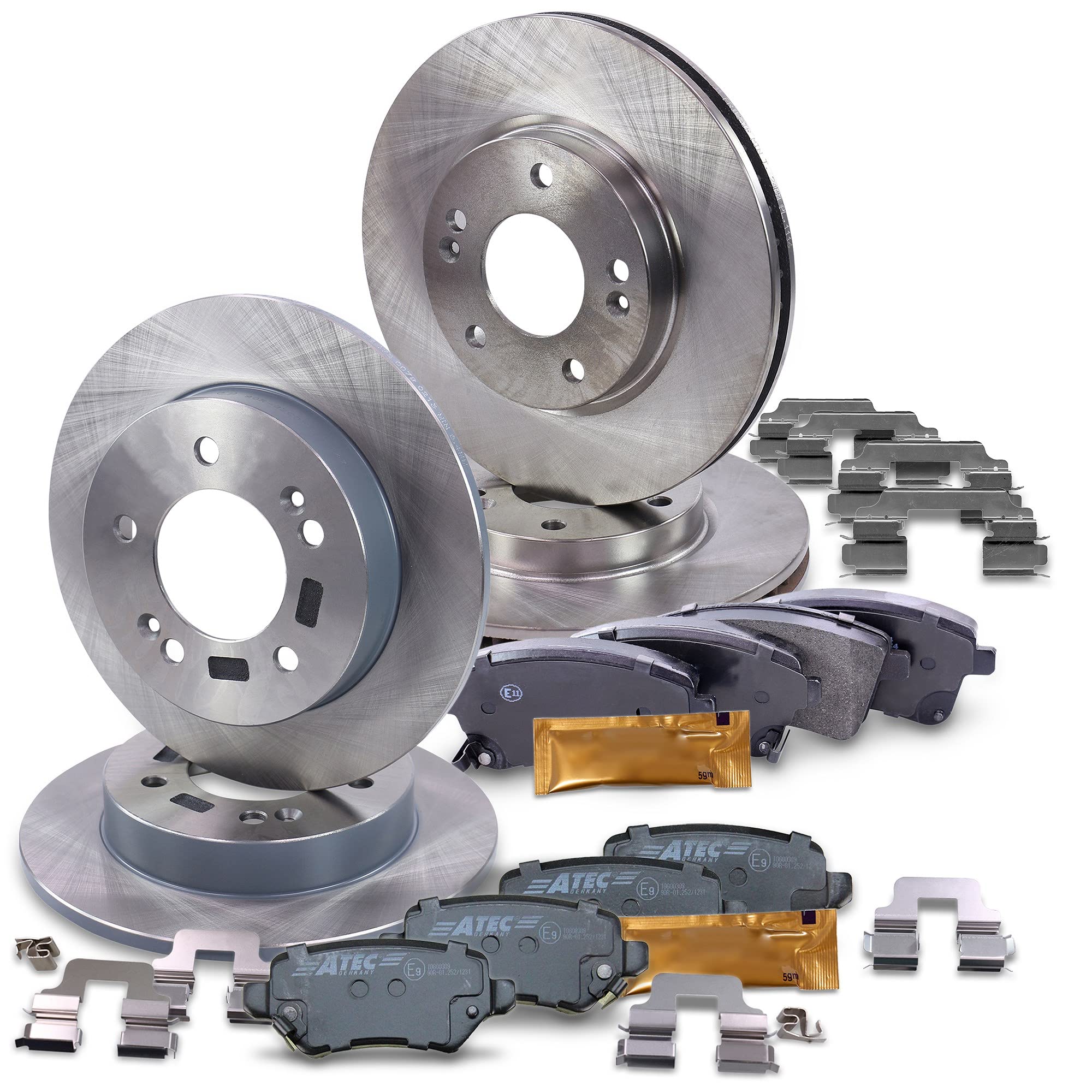 Set di freni BESTPRICE, incl. dischi freno anteriori Ø 280 mm + posteriori Ø 258 mm + pastiglie freno anteriori e posteriori, compatibile con KIA VENGA (YN)