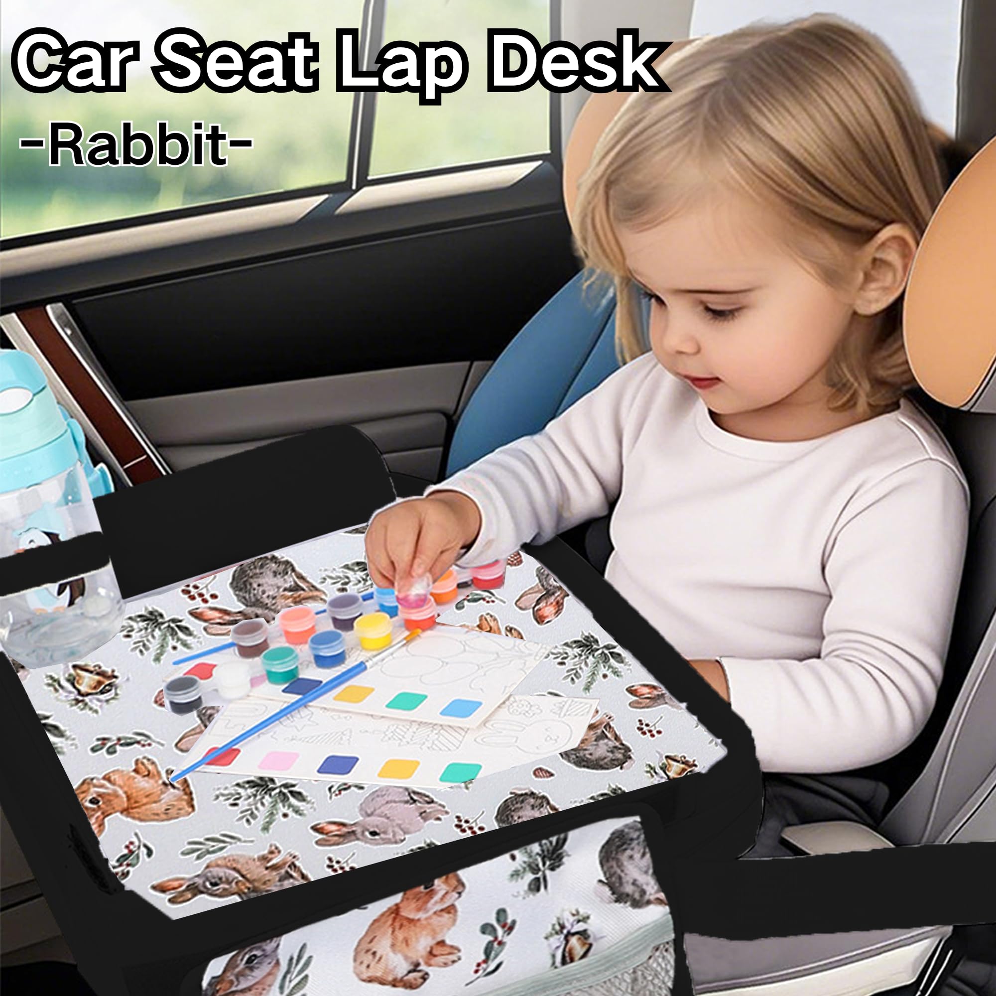 SUQ Bambini Vassoio di Viaggio, Bambini Piccoli Seggiolino Auto Lap Desk, Tavolo Seggiolino per Bambini Lungo Viaggio, Vassoio Attività Multifunzionale per Disegnare, Guardando Tablet, Spuntini