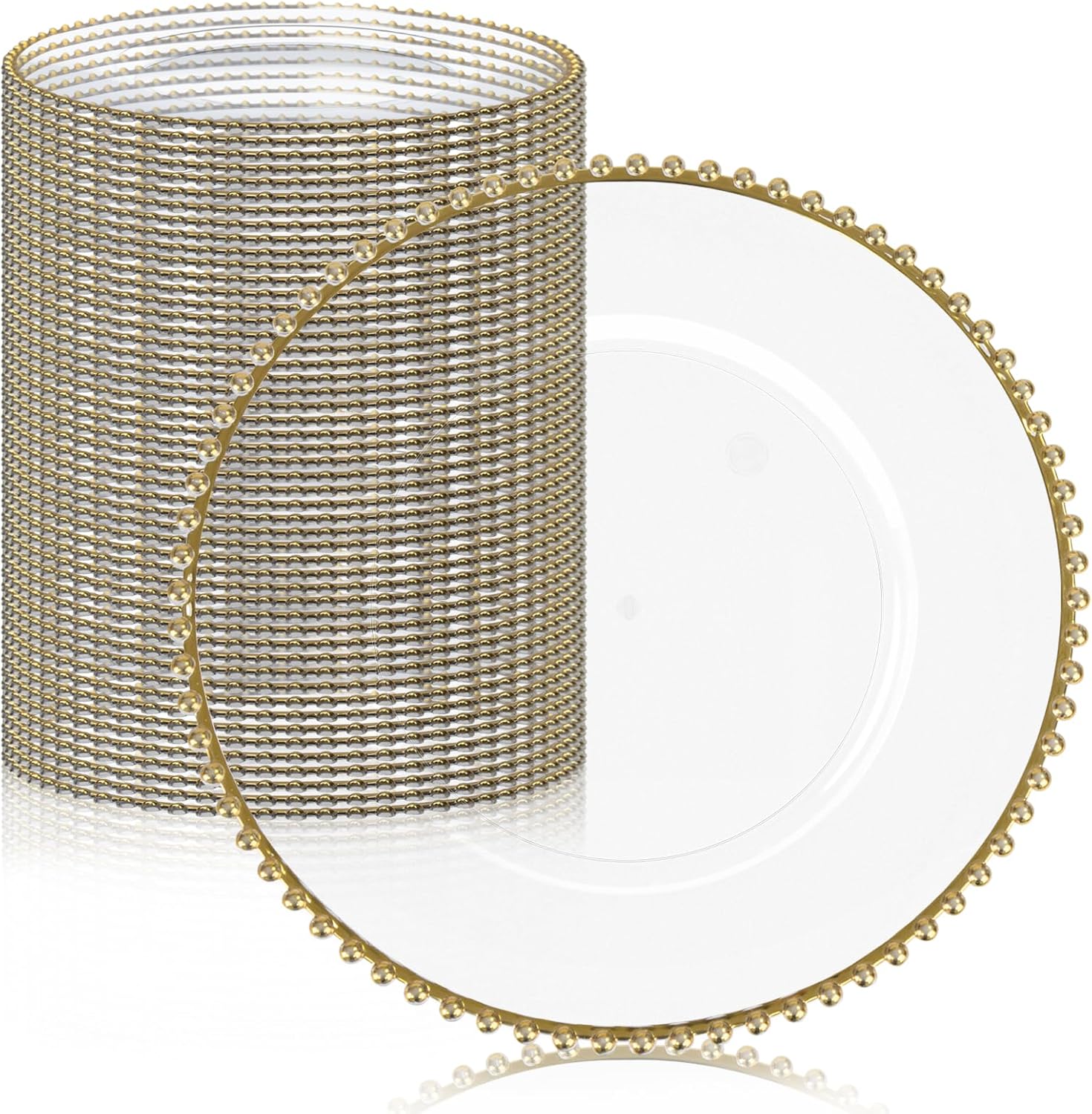 MAONAME 50 PCS Clear Charger Plates Bulk, 13" Plate Charger for Dinner Plate, Plastic Round Chargers, Table Chargers for Table Setting, Wedding
