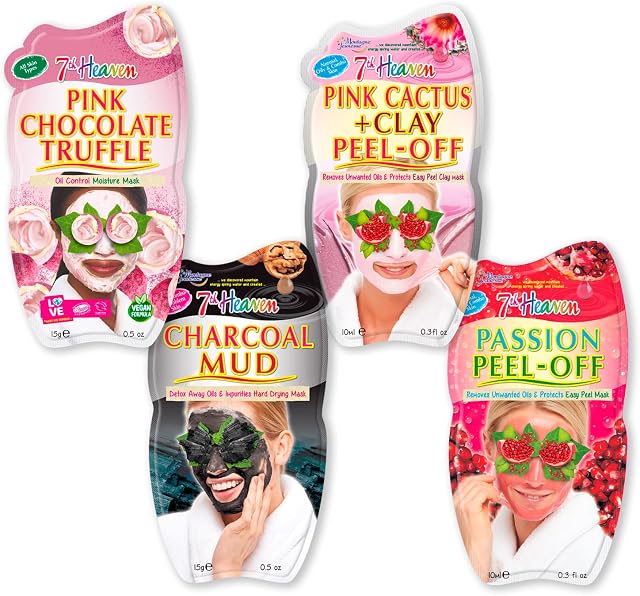 7th Heaven Essentials for Oily Skin Beauty Bundle  Includes 4 Face Masks to Cleanse, Tone and Remove Unwanted Oils