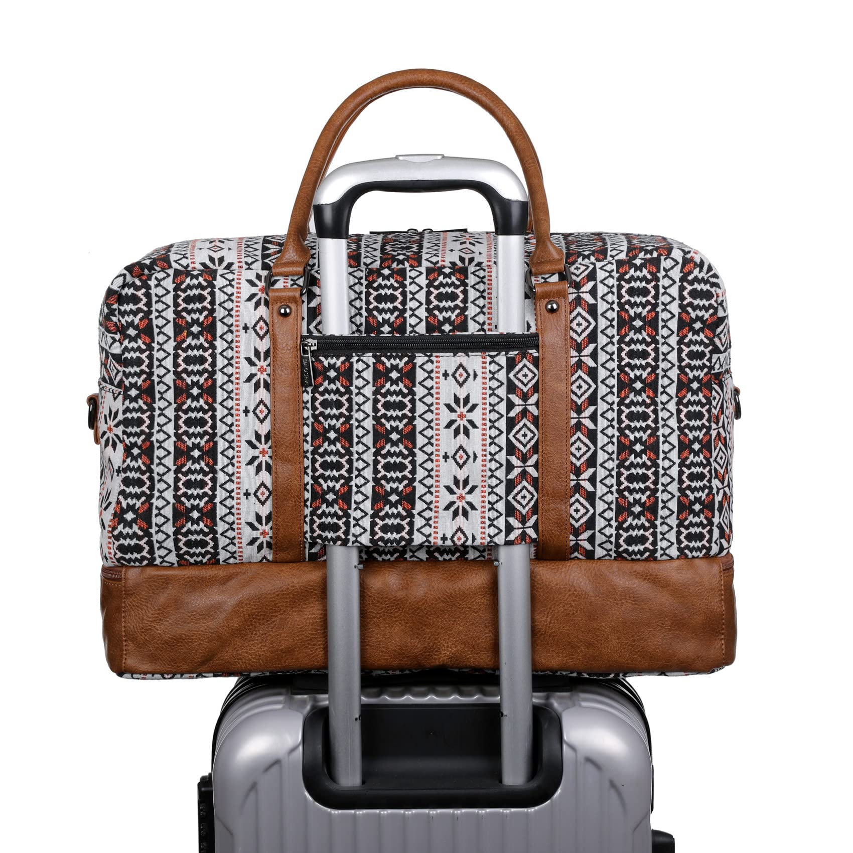 BAOSHA Borsone da donna in tela per il fine settimana, borsone da viaggio, bagaglio a mano, con scomparto per scarpe, HB-38, Stampa, L, casual