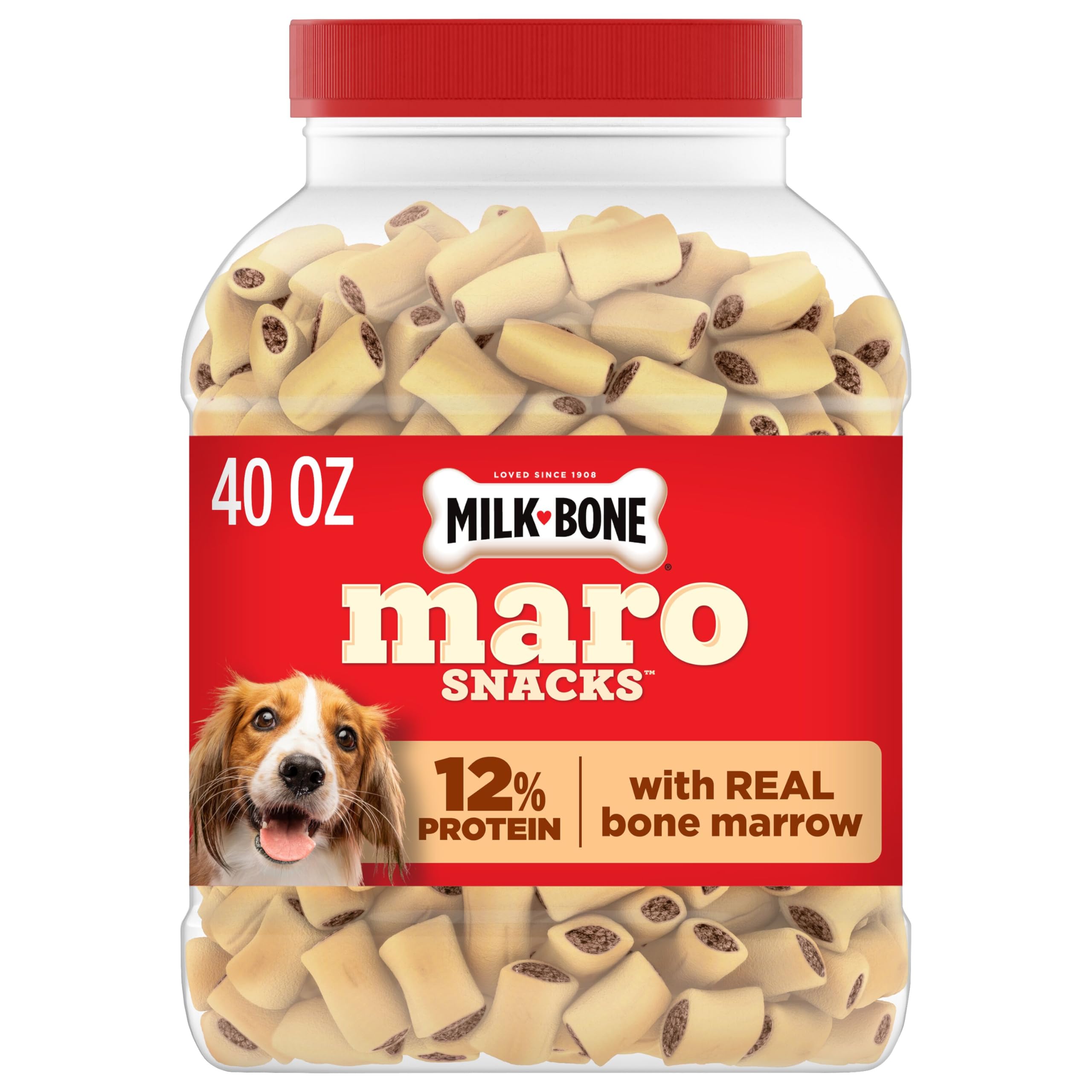 Milk-Bone MaroSnacks Peanut Butter Flavor Dog Treats, 40 oz Canister