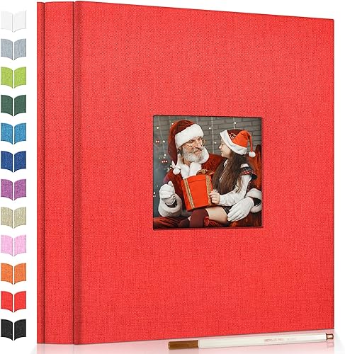 Miniatura 8 de Álbum de Fotos Autoadhesivo Scrapbook para Fotos de 3x5 4x6 5x7 8x10 Pulgadas, 60 Páginas Cubierta de Lino con Ventana de Exhibición Libro de Fotos