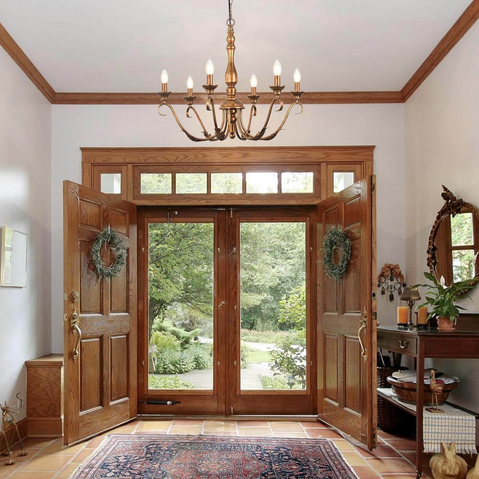 Best Antique Chandeliers for 2026: Vetted Picks 1 KMaiPem 6-Light Farmhouse Chandeliers for Dining Room, 23.62'' Vintage Brass Gol — product photo