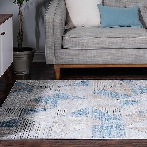 Miniatura 3 de Rugs.com Leipzig Collection - Alfombra de pelo bajo de 9 x 12 pies, color azul, perfecta para salas de estar, comedores grandes, planos abiertos