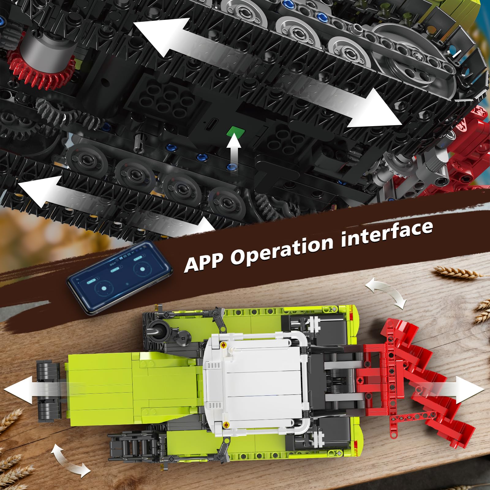 Mould King 17093 Juego de construcción de vehículos de juguete para tractores, juego de orugas, diseño auténtico y práctico, bonito regalo de cumpleaños de menta para adultos mayores de 14 años (más