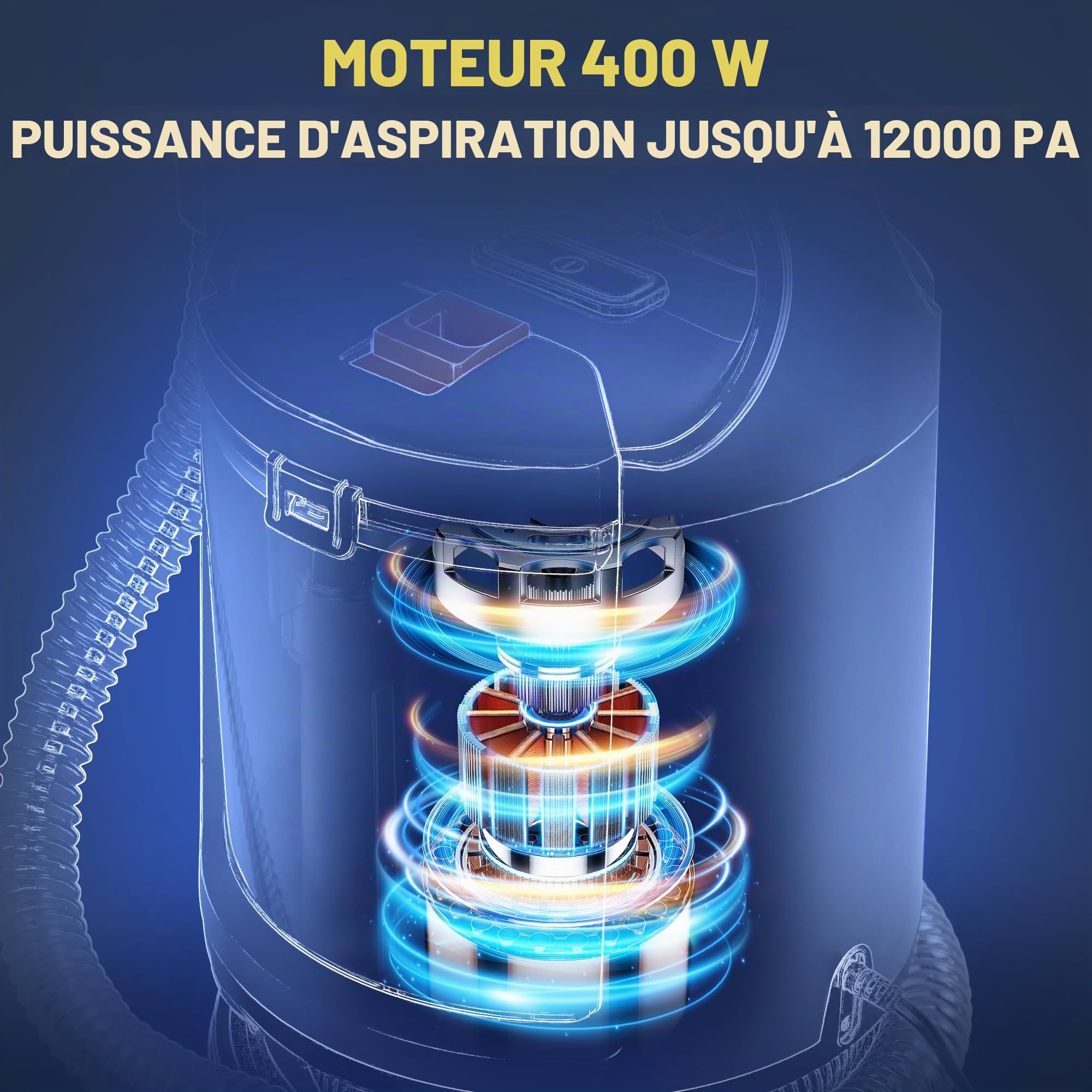 Nettoyeur de tissus d'ameublement 400 W, 12 kPa – Aspirateur portable avec système à 2 réservoirs, nettoyant pour tapis et détachant pour canapé, tapis, voiture, lit et tapis