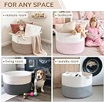 INDRESSME XXXLarge Cotton Rope Basket 21.7" x 21.7" x 13.8" Woven Laundry Basket for Blankets, Storage Basket with Handle Comforter Cushions Storage Bins Thread Laundry Hamper
