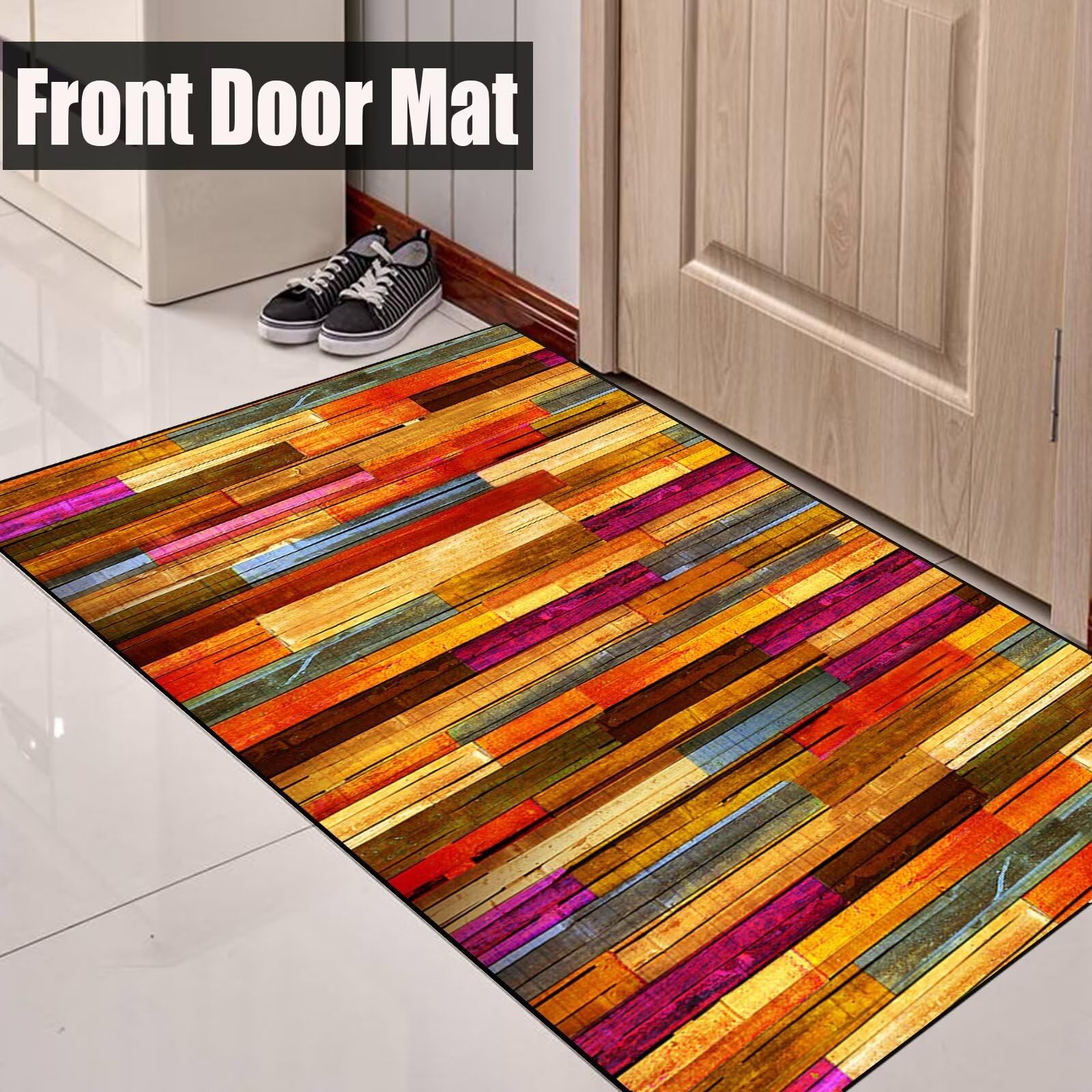 HUAXIQUE Tapis Couloir Long Antidérapant 40x180 Cm – Motifs Géométriques Rouge Jaune – Lavable, Moderne Pour Cuisine, Salon, Entrée