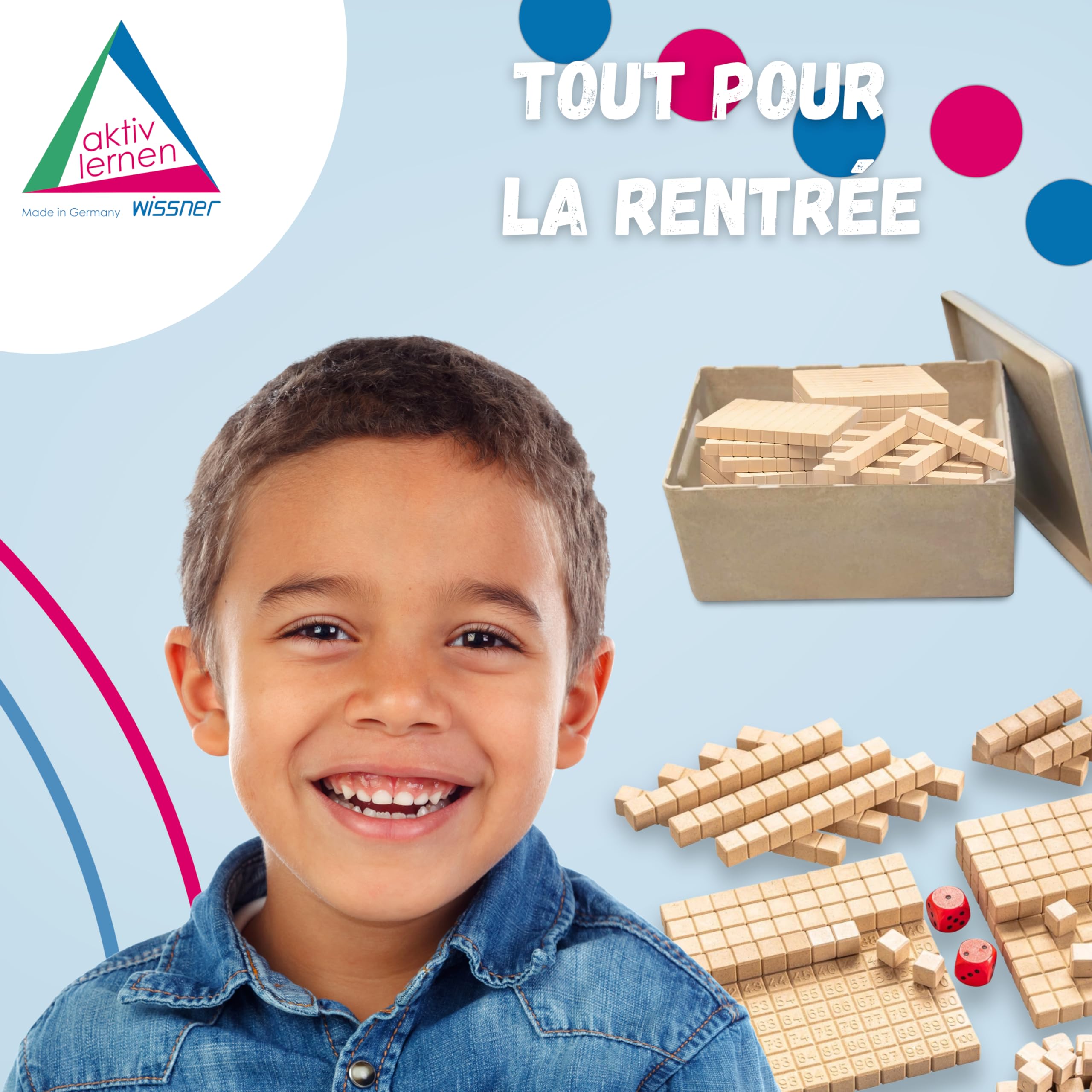 WISSNER® aktiv lernen - Set de calcul décimal de base, 121 pces en bte carton - RE-Plastic®