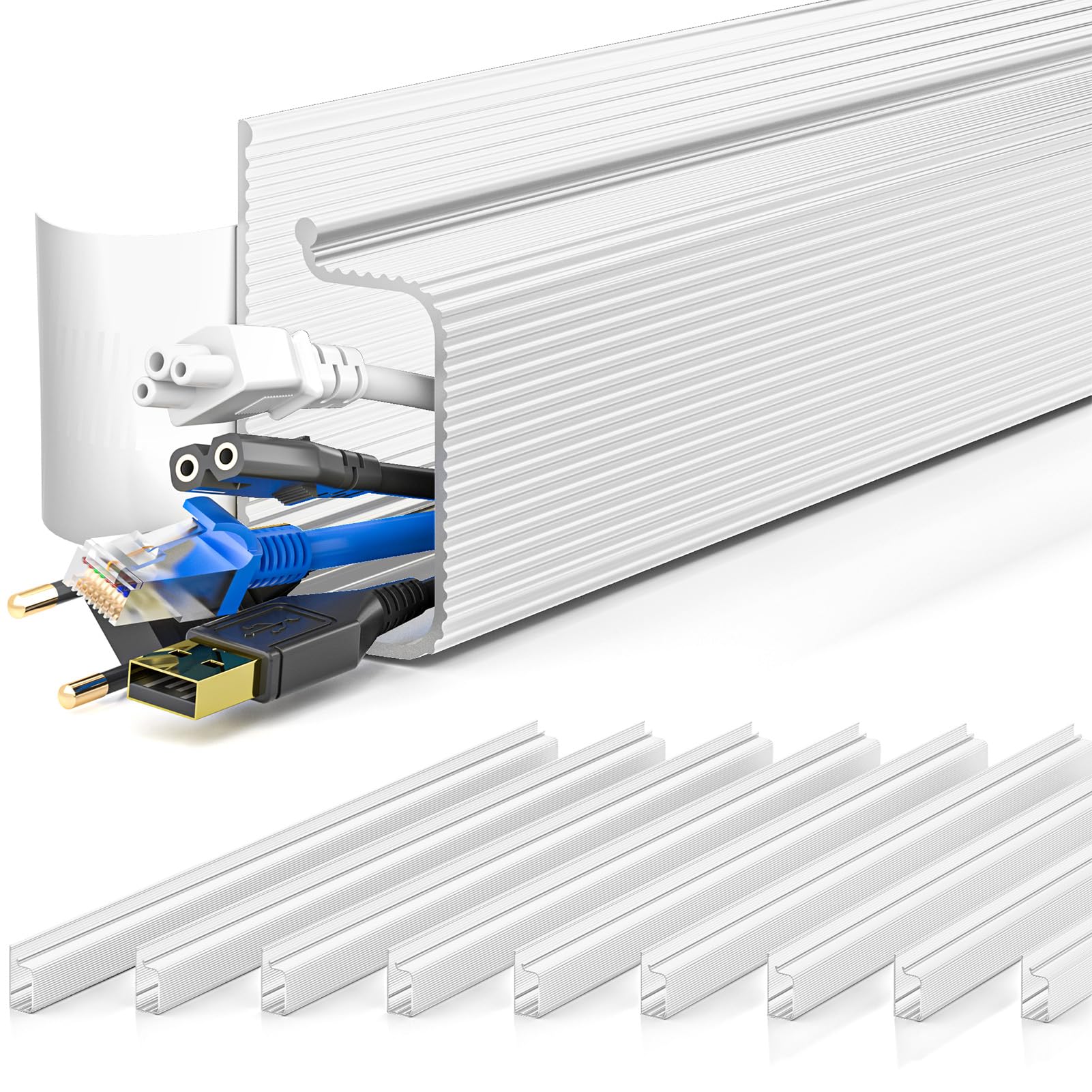 YECAYE 157in Cable Management Cord Organizer, Cable Raceway, White