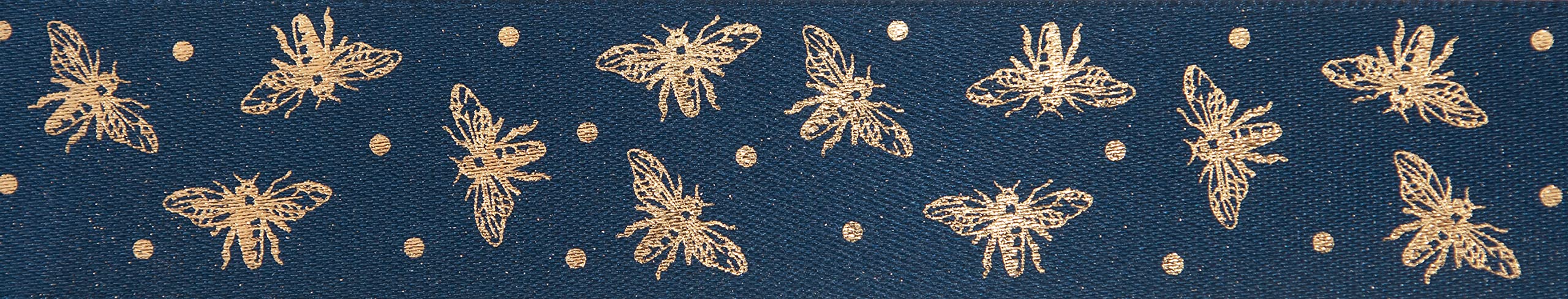 Berisfords Polyester Ribbon, Navy/Gold, 15mm x 20m